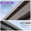 PURPLE LEAF Deck Gazebo Champagne Hardtop Metal Frame Double Roof with Curtains and Netting with Lights-clear