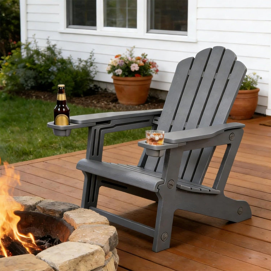 24.6in Oversized Adirondack Chair | HDPE, Dual Cup Holders
