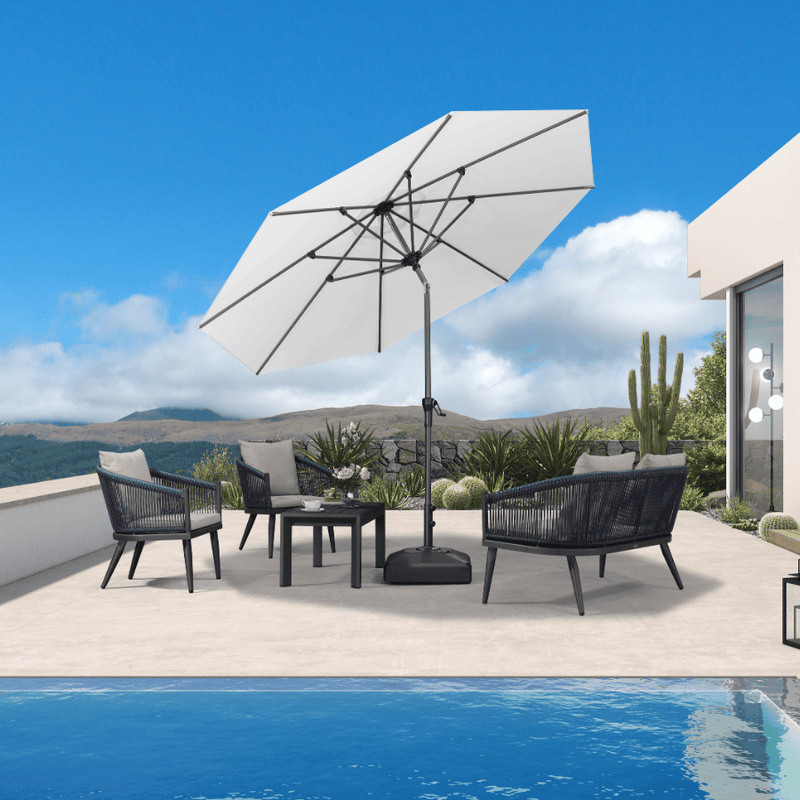 PURPLE LEAF Crank and Tilt Table Umbrella Outdoor Patio Market Umbrella with Visible Hand Crank System