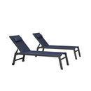 PURPLE LEAF Outdoor Lounge Chair Patio Chaise Pool Lounger Aluminum Frame with Side Table and Wheels for Outside Sunbathing Tanning Recliner Including Pillows