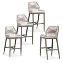 PURPLE LEAF Bar Stools Set of 4 Outdoor Aluminum Barstools with Back Modern Wicker Rattan Boho Garden Pool Patio Bar Chairs