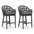 PURPLE LEAF Patio Chairs, 2 Set Outdoor Bar Stools Modern Counter Height Bar, Cushions Included