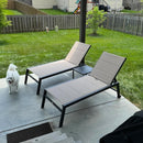 PURPLE LEAF Extra Large 2 Pieces Outdoor Aluminum Chaise Lounge Chair with Wheels