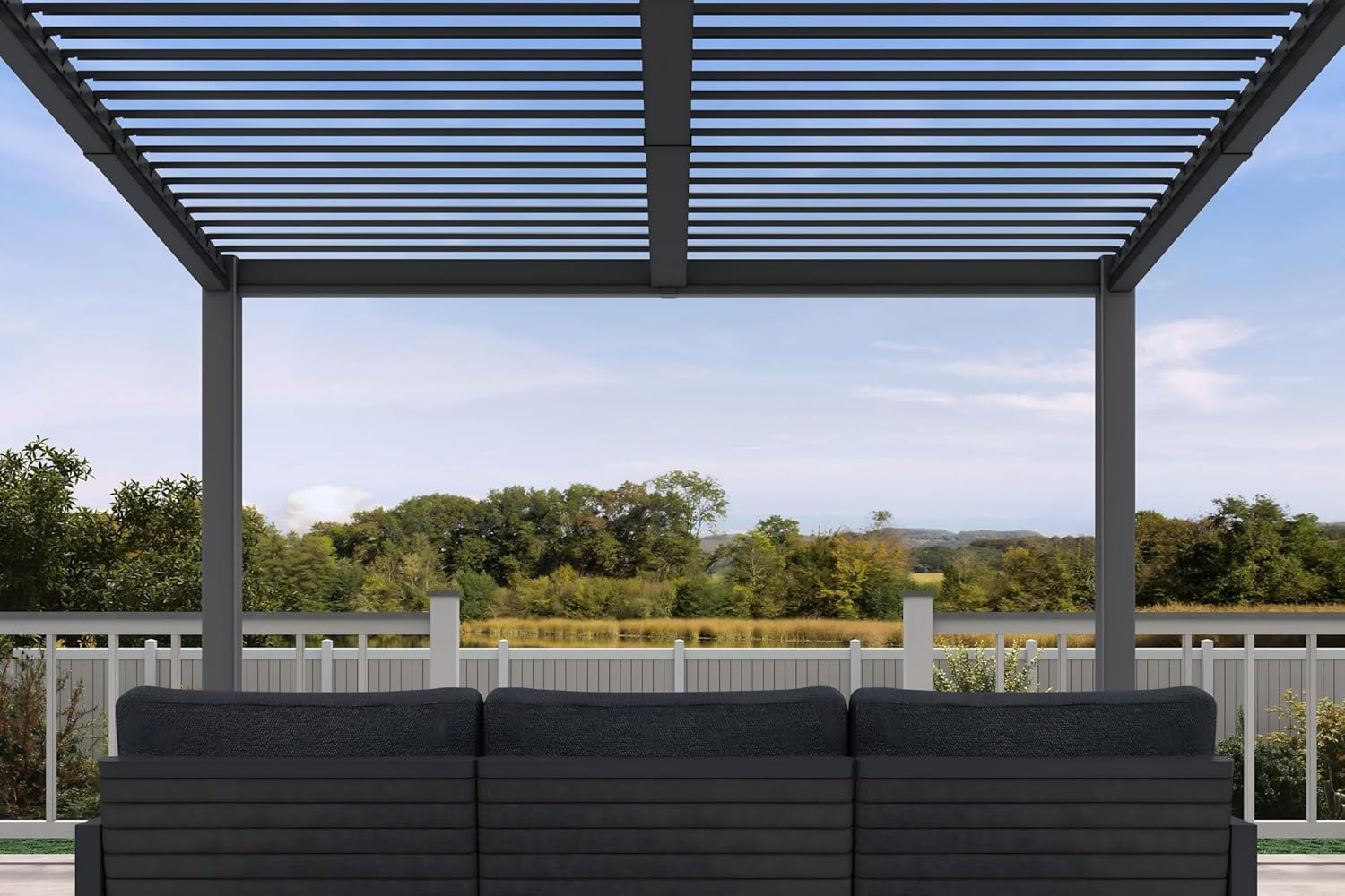 PURPLE LEAF Caesar Hardtop Louvered Pergola, Slanted Roof Outdoor Alum