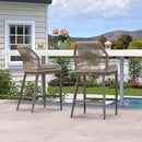 Clearance - PURPLE LEAF Patio Sunbrella Bar Stools Rattan Bar Aluminum Bar Stool Outdoor Barstools with Back and Cushion for Garden Kitchen Island
