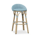 PURPLE LEAF Patio Oversized Backrest Bar Height Stool Set of 2 Outdoor Round Barstools Aluminum Frame Woven Rattan for Indoor Kitchen Dining Bistros Cafe Restaurant
