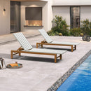 PURPLE LEAF Outdoor Teak Chaise Lounge Chair, Wood Grain Aluminum Outdoor Pool Lounge Chairs with Adjustable Backrest, Breathable Recliner for Patio, Poolside, Garden