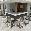 PURPLE LEAF Patio Counter Height Bar Stools Set of 2 Metal Bar Chairs with Back Wicker Woven Stools for Kitchen Island Pool Garden Outdoor Barstools