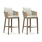 PURPLE LEAF Outdoor Bar Stools Chair Set of 2, Modern Rattan Bar Stool with Back and Cushion for Balcony, Indoor or Outdoor, Kitchen Island