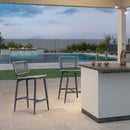 PURPLE LEAF Patio Counter Height Bar Stools Set of 2 Metal Bar Chairs with Back Wicker Woven Stools for Kitchen Island Pool Garden Outdoor Barstools