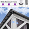PURPLE LEAF Patio Hardtop Gazebo for Outdoor Grey Galvanized Steel Double Roof White Aluminum Poles with Curtains and String Lights-clear