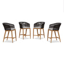 PURPLE LEAF Sunbrella Counter Height Outdoor Bar Stool , Teak