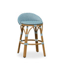PURPLE LEAF Patio Oversized Backrest Bar Height Stool Set of 2 Outdoor Round Barstools Aluminum Frame Woven Rattan for Indoor Kitchen Dining Bistros Cafe Restaurant