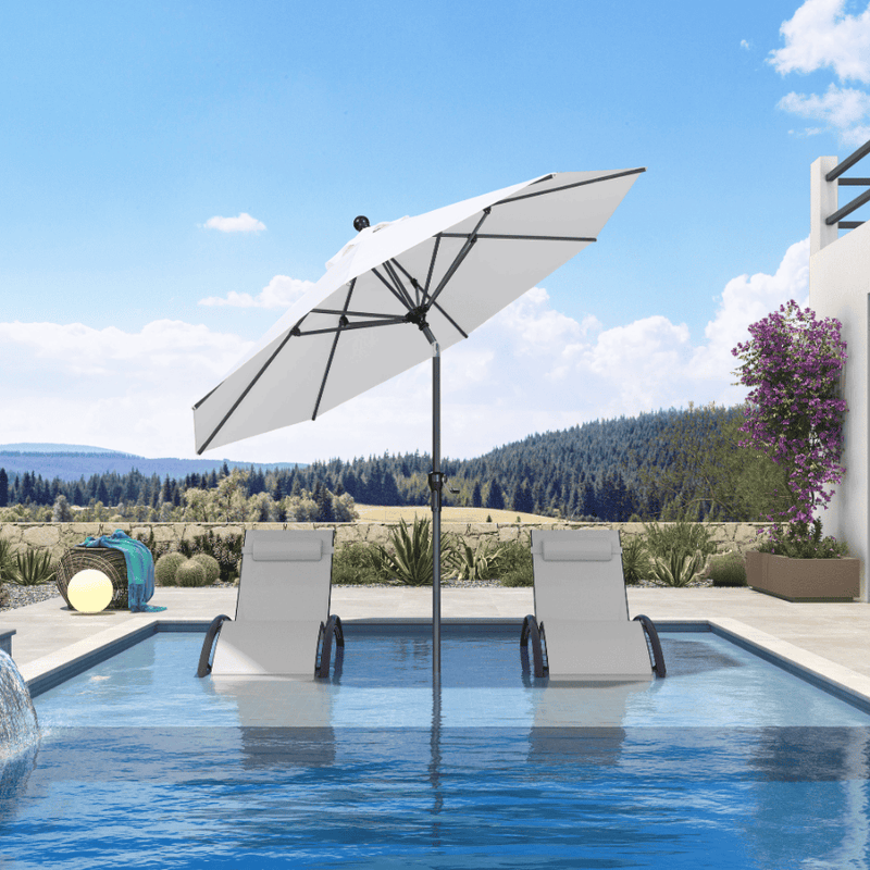 PURPLE LEAF Crank and Tilt Table Umbrella Outdoor Patio Market Umbrella with Visible Hand Crank System