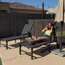 PURPLE LEAF Outdoor Lounge Chair Patio Chaise Pool Lounger Aluminum Frame with Side Table and Wheels for Outside Sunbathing Tanning Recliner Including Pillows