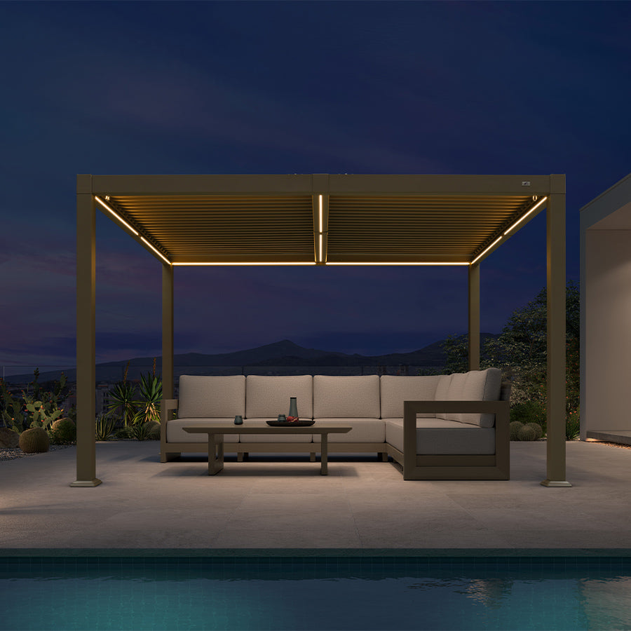 Solar Louvered Pergola w/ LED | Adjustable Aluminum Roof