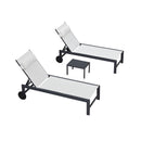PURPLE LEAF Outdoor Lounge Chair Patio Chaise Pool Lounger Aluminum Frame with Side Table and Wheels for Outside Sunbathing Tanning Recliner Including Pillows