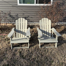 PURPLE LEAF Adirondack Chair Set of HDPE All-Weather Outdoor Fire Pit Chair with 24.6" Oversized Seat Wood-Textured Patio Adirondack Chair with Dual Cup Holders for Garden Deck Backyard