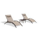 PURPLE LEAF Outdoor Chaise Lounge Chair  Patio Pool Lounger Bronze Aluminum Chairs with Side Table Adjustable Tanning Recliner for Outside Backyard Yard Deck Balcony Beach