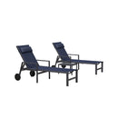 PURPLE LEAF Outdoor Lounge Chair Patio Chaise Pool Lounger Aluminum Frame with Side Table and Wheels for Outside Sunbathing Tanning Recliner Including Pillows