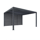 PURPLE LEAF Louvered Pergola Grey Outdoor Aluminum Pergola with Shutter Wall Adjustable Gazebo Rainproof for Patio Deck Garden