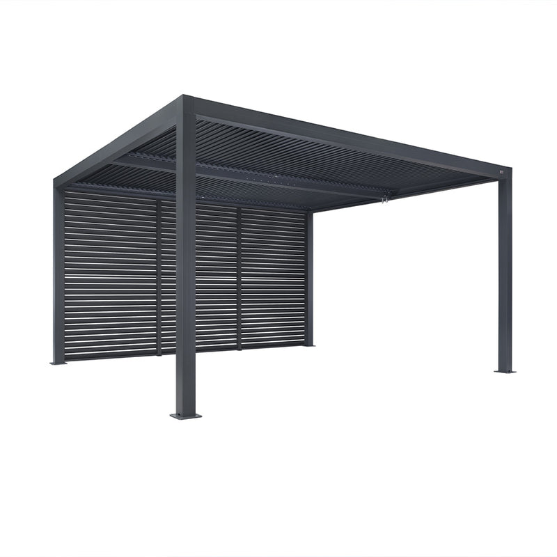 PURPLE LEAF Louvered Pergola Grey Outdoor Aluminum Pergola with Shutter Wall Adjustable Gazebo Rainproof for Patio Deck Garden