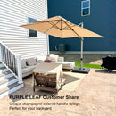 PURPLE LEAF Deluxe Aluminum Outdoor Patio Umbrella Square Cantilever Umbrellas