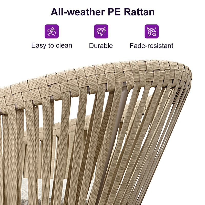 PURPLE LEAF 7/9/11 Pieces Outdoor Dining Set with Aluminium Table and Rattan Chairs, Champagne
