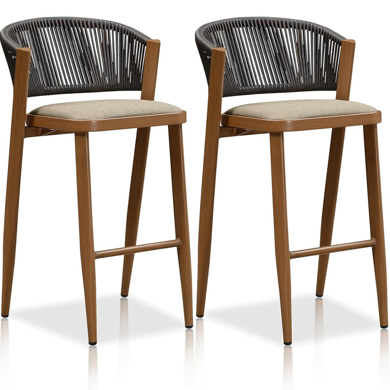 PURPLE LEAF Counter Height Bar Stool Set of 2 Outdoor Stool Chair with Footrest Patio Bar Height Stools Rattan Barstools for Outdoor or Indoor