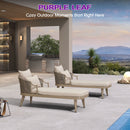 PURPLE LEAF Outdoor Lounge Chair, Patio Chaise Lounge with Cushioned Seat & Supportive Armrests, Ergonomic Aluminum Pool Lounge Chairs for Backyard Deck Poolside, Teak