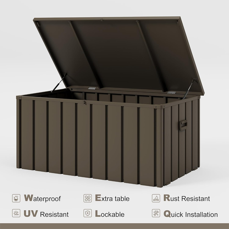 PURPLE LEAF Outdoor Deck Box Waterproof Lockable Storage Box Container with Lid Deck Organization for Patio Cushions Side Table Pool Accessories Garden Tools