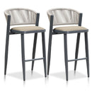 PURPLE LEAF Counter Height Bar Stool Set of 2 Outdoor Stool Chair with Footrest Patio Bar Height Stools Rattan Barstools for Outdoor or Indoor