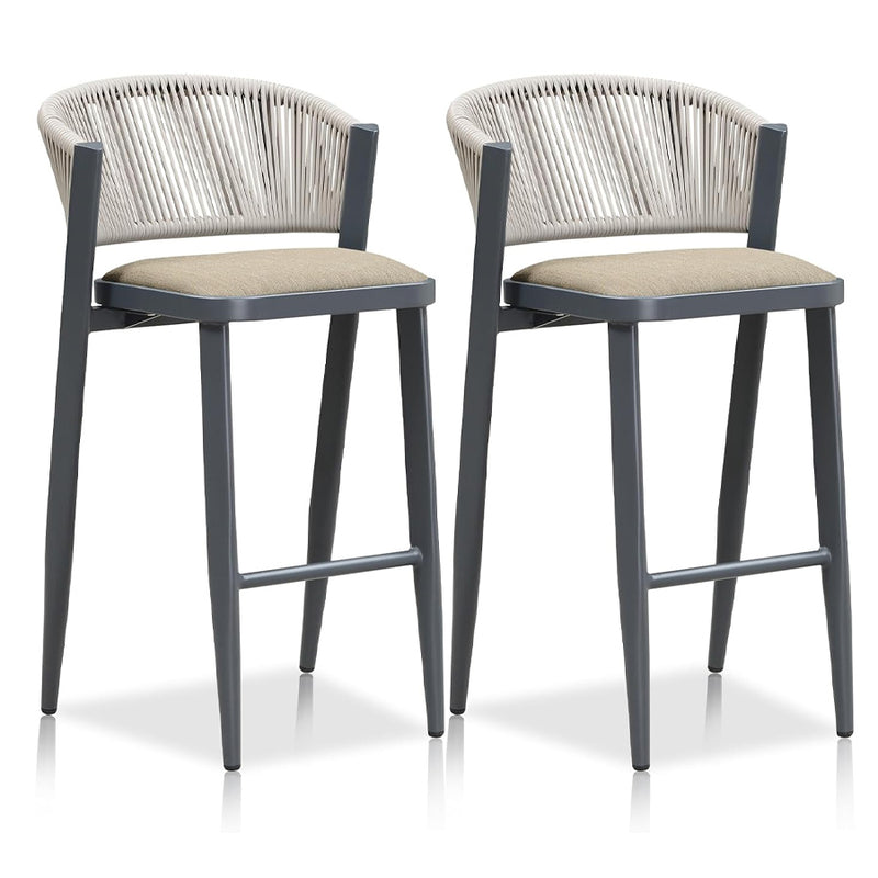 PURPLE LEAF Counter Height Bar Stool Set of 2 Outdoor Stool Chair with Footrest Patio Bar Height Stools Rattan Barstools for Outdoor or Indoor