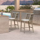 PURPLE LEAF Outdoor Bar Stools Set of 2 for Overweight Wicker Rattan Patio Barstools Woven Modern Bar Chairs with Backrest and Cushions for Garden Outside