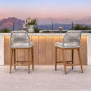 PURPLE LEAF Outdoor Bar Stools Wicker Rattan Bar Stools with Back Aluminum Outside Garden Patio Bar Chairs