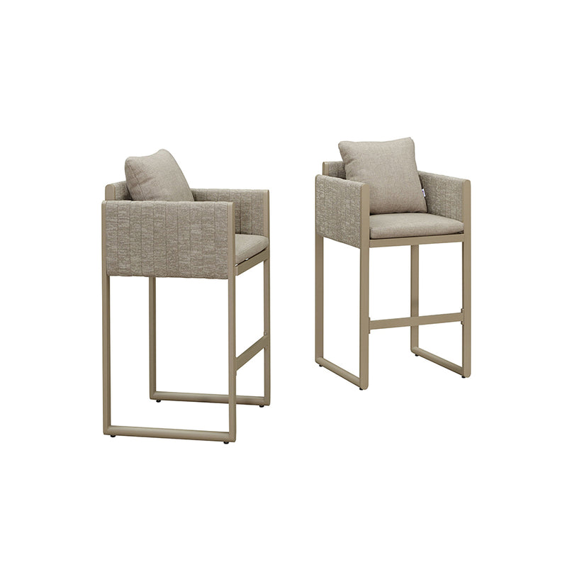 PURPLE LEAF Outdoor Bar Stools Set of 2 Modern Olefin Weaving Bar Chairs with Backrest Pillow for Patio, Poolside or Indoor