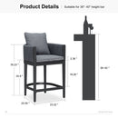 PURPLE LEAF Outdoor Bar Stools Set of 2 Modern Olefin Weaving Bar Chairs with Backrest Pillow for Patio, Poolside or Indoor