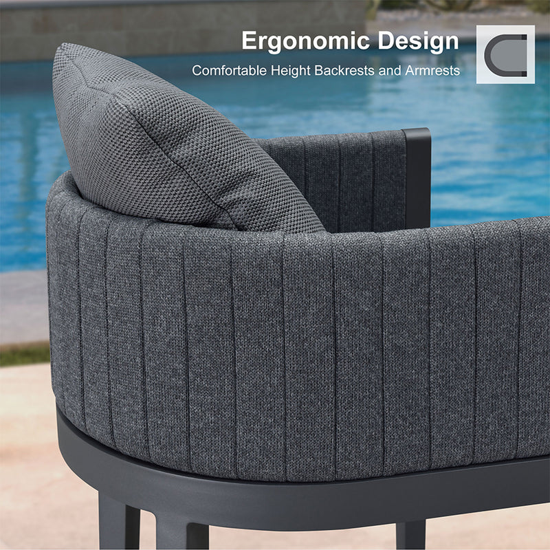 PURPLE LEAF Outdoor Bar Stools Set of 2 Modern Olefin Weaving Bar Chairs with Backrest Pillow for Patio, Poolside or Indoor