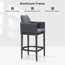 PURPLE LEAF Outdoor Bar Stools Set of 2 Modern Olefin Weaving Bar Chairs with Backrest Pillow for Patio, Poolside or Indoor