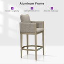 PURPLE LEAF Outdoor Bar Stools Set of 2 Modern Olefin Weaving Bar Chairs with Backrest Pillow for Patio, Poolside or Indoor