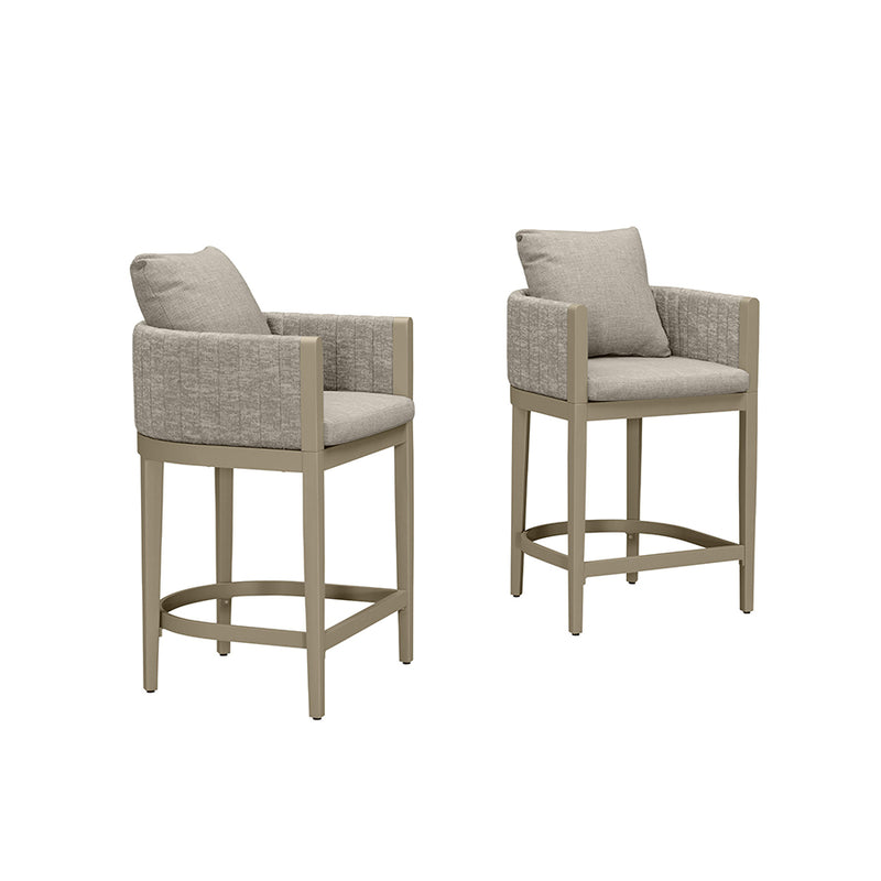 PURPLE LEAF Outdoor Bar Stools Set of 2 Modern Olefin Weaving Bar Chairs with Backrest Pillow for Patio, Poolside or Indoor