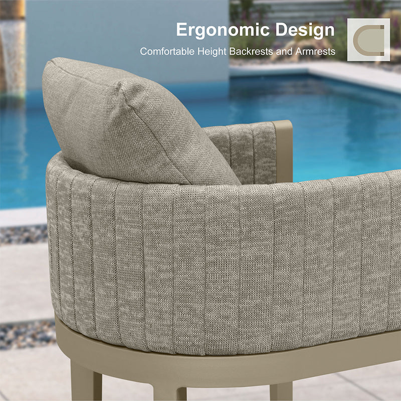 PURPLE LEAF Outdoor Bar Stools Set of 2 Modern Olefin Weaving Bar Chairs with Backrest Pillow for Patio, Poolside or Indoor