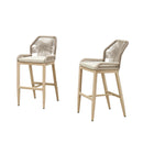PURPLE LEAF Patio Bar Stools Counter Stools Outdoor Rattan Chairs with Back Modern Aluminum Woven Barstools for Garden Patio Kitchen Indoor