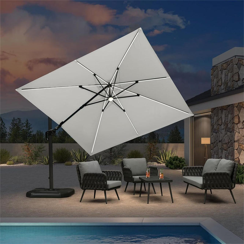PURPLE LEAF LED Economical 10ft Patio Umbrellas Outdoor Umbrella with Lights - Purple Leaf Garden