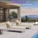 PURPLE LEAF Outdoor Lounge Chair, Patio Chaise Lounge with Cushioned Seat & Supportive Armrests, Ergonomic Aluminum Pool Lounge Chairs for Backyard Deck Poolside, Teak