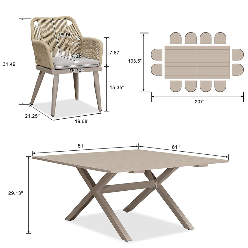 PURPLE LEAF Outdoor Dining Set All-Weather PE Rattan Outdoor Patio Furniture Set with Aluminum Frame