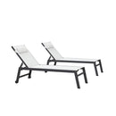 PURPLE LEAF Outdoor Lounge Chair Patio Chaise Pool Lounger Aluminum Frame with Side Table and Wheels for Outside Sunbathing Tanning Recliner Including Pillows