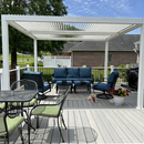 PURPLE LEAF Athena Louvered Pergola Modern White Pergola with Adjustable Roof for Deck Backyard Garden