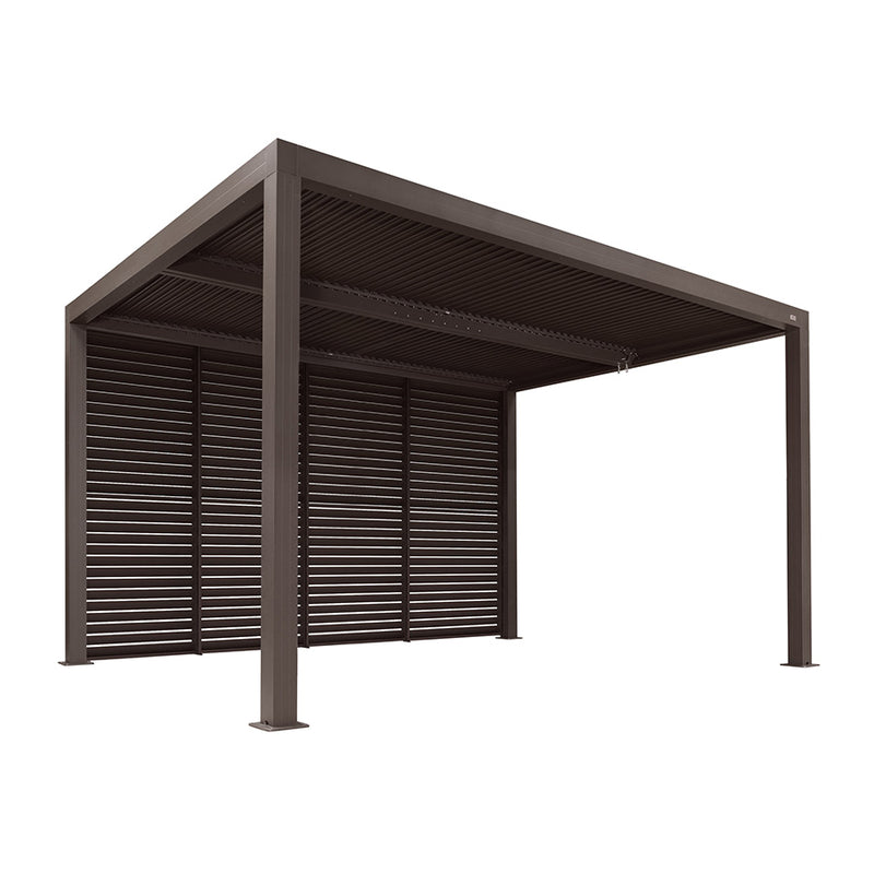 PURPLE LEAF Louvered Pergola Bronze Outdoor Aluminum Pergola with Shutter Wall Adjustable Gazebo Rainproof for Patio Deck Garden