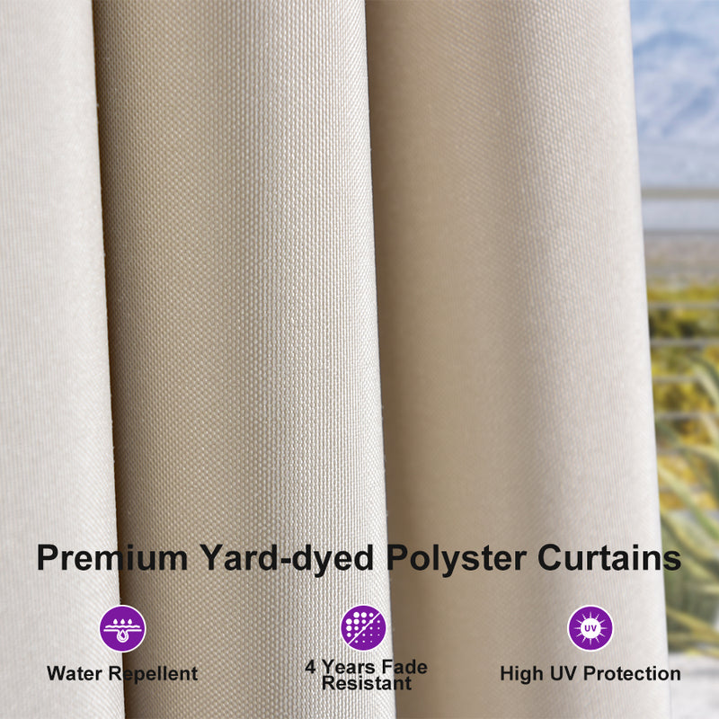 PURPLE LEAF Outdoor Hardtop Gazebo Champagne Metal Frame Galvanized Steel Double Roof with Curtains and Netting for Poolside